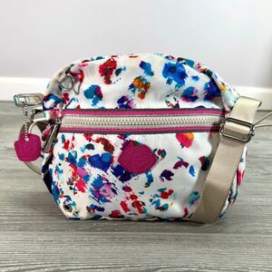 Juicy Couture Crossbody Purse Bag Iconic Colorful Nylon Pink Blue Paint Splatter